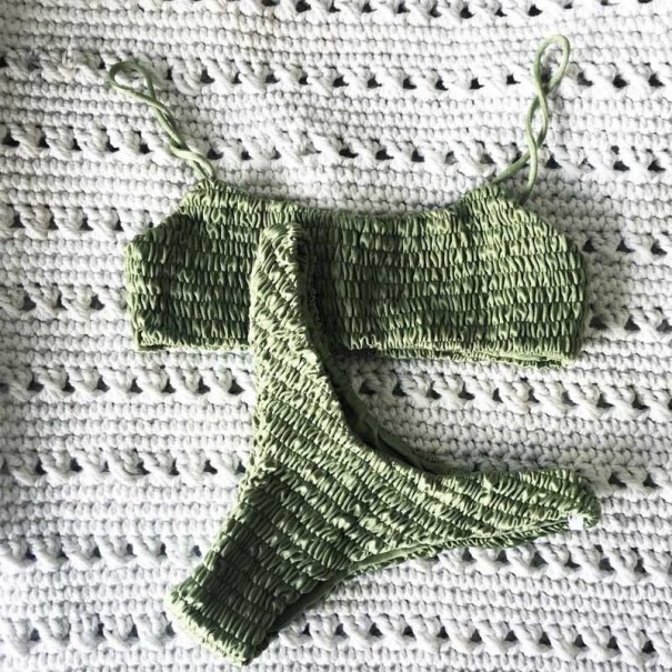 Braziliaanse gebreide bikini voor dames J3266 groen XS