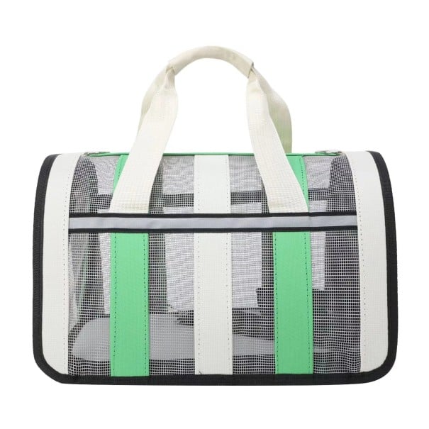 Breathable Foldable Carrier for Cats and Dogs Comfortable Zip Pet Carrier Fabric Mesh Carrier for Dogs and Cats with Reflective Element Travel Bag for Transporting Cats and Dogs 41 x 27 x 25 cm green