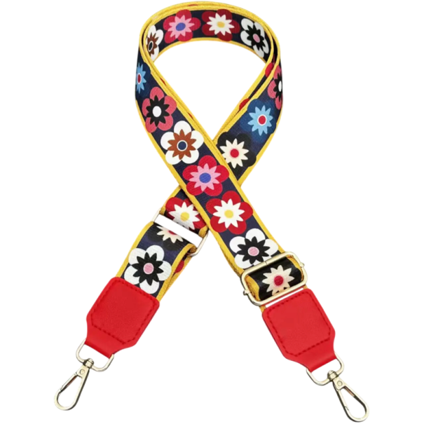Bred justerbar axelrem till handväska 73–130 x 3,8 cm Stilig färgglad blommönster Axelrem i textil till väska Ersättnings crossbody 1