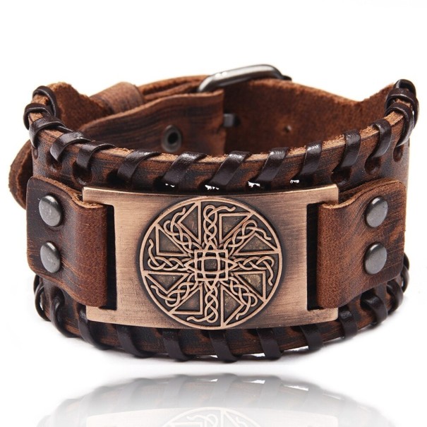 Brede leren herenarmband H207 12