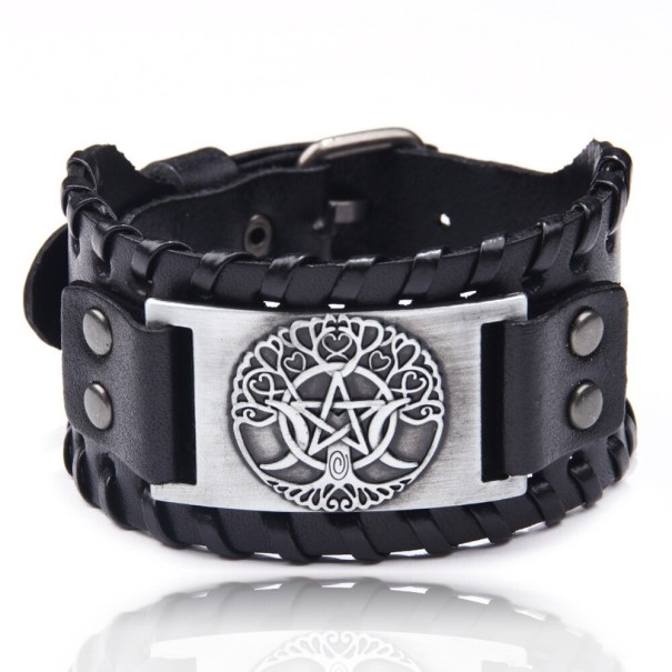 Brede leren herenarmband H207 1