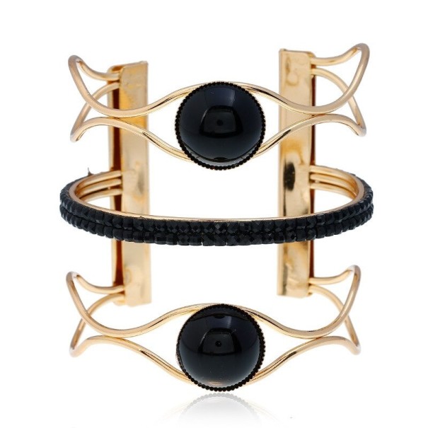 Bredt armband för kvinnor H242 svart