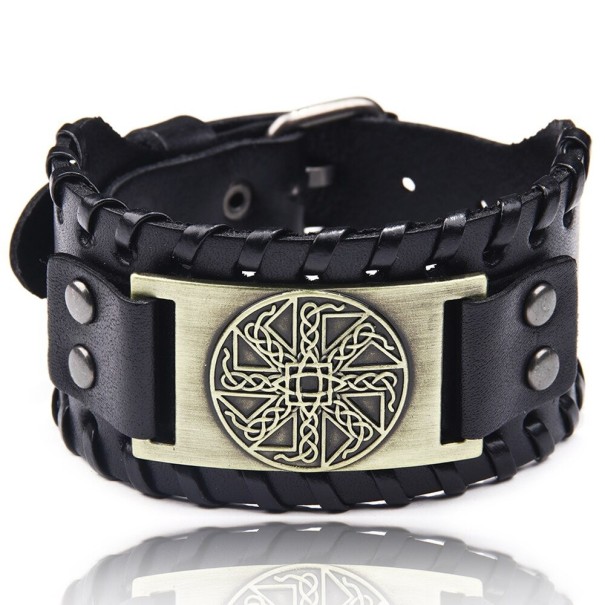 Bredt läderarmband för män H207 11