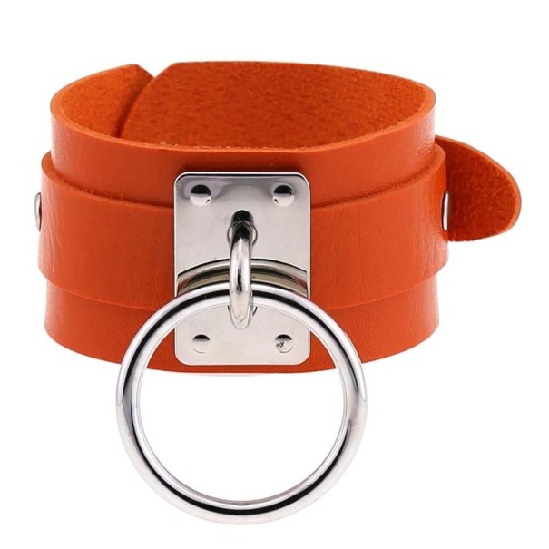 Bredt läderarmband orange