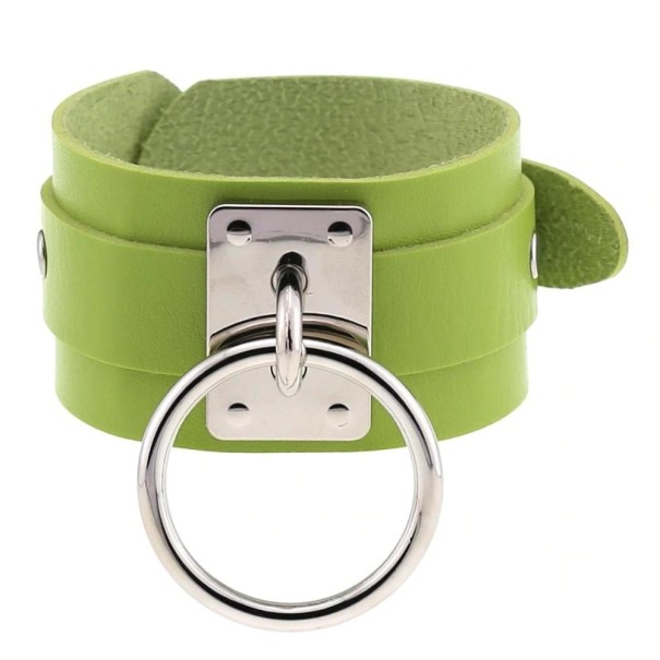 Bredt læderarmbånd grøn