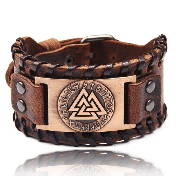 Bredt læderarmbånd til mænd H207 9