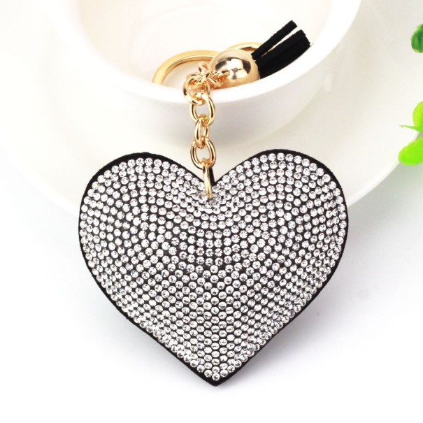 Breloc din piele Heart J3500 argintiu-negru