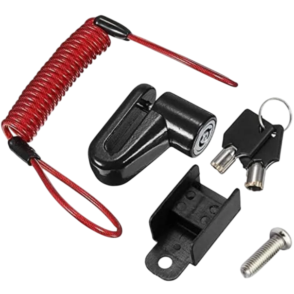Bremse lås med stål kabel 1,2 m mod tyveri til elektrisk scooter Xiaomi Mijia M365 / Pro / 1S / Pro2 / Mi3 + 2 nøgler i legeret stål sort