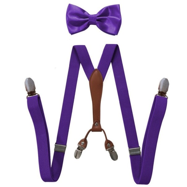 Bretele masculin cu papion violet