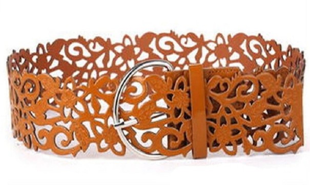 Brett bälte för kvinnor L129 ljusbrun