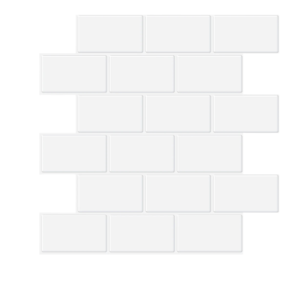 Brick Vinyl Wallpaper 3D Effect 30.5x30.5 cm Waterproof PET Material with PU Adhesive for Wall Decoration, 10 Pieces for Modern Interiors white