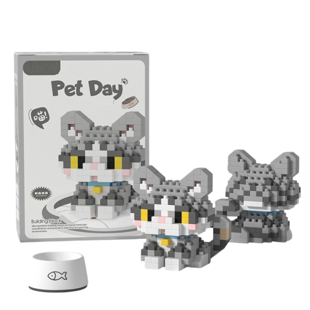 Bricolage Chat Américain à Poils Courts 4,8 x 4 x 5,4 cm 251 pièces Mini Bricolage pour Enfants Chats Bricolage d'Animaux Adorable Jouet Créatif 1