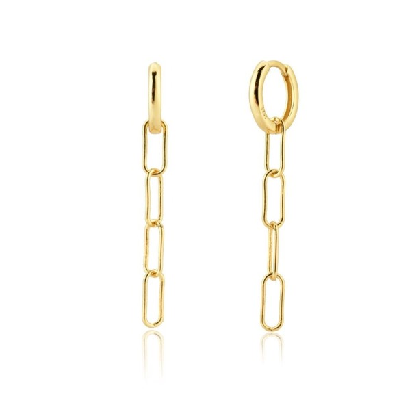 Brincos circulares femininos com corrente A3157 dourado