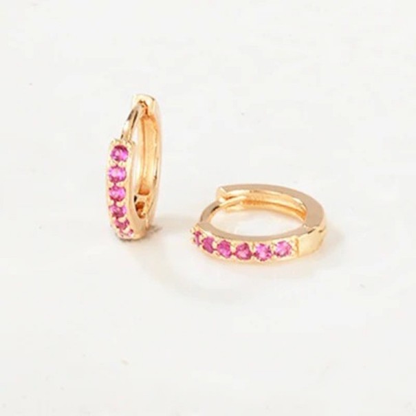 Brincos circulares femininos com zircónias G296 dourado 4