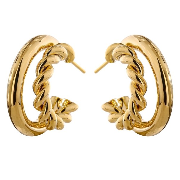 Brincos circulares femininos G1509 dourado