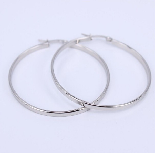 Brincos circulares femininos G871 prateado 50 mm