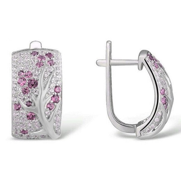 Brincos de árvore para senhora rosa