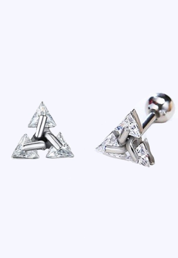 Brincos de pressão com zircão G1023 prateado