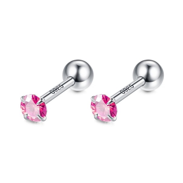 Brincos de pressão femininos com zircão H870 rosa escuro