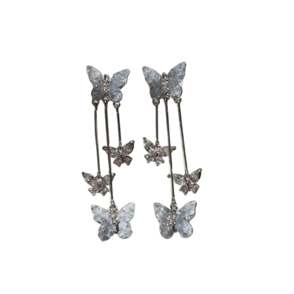 Brincos de zircónio pendentes de luxo para mulheres com design de borboleta, brincos longos e elegantes para casamentos e festas 1