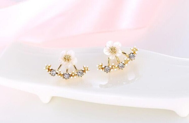 Brincos Elegantes Flores J1920 dourado