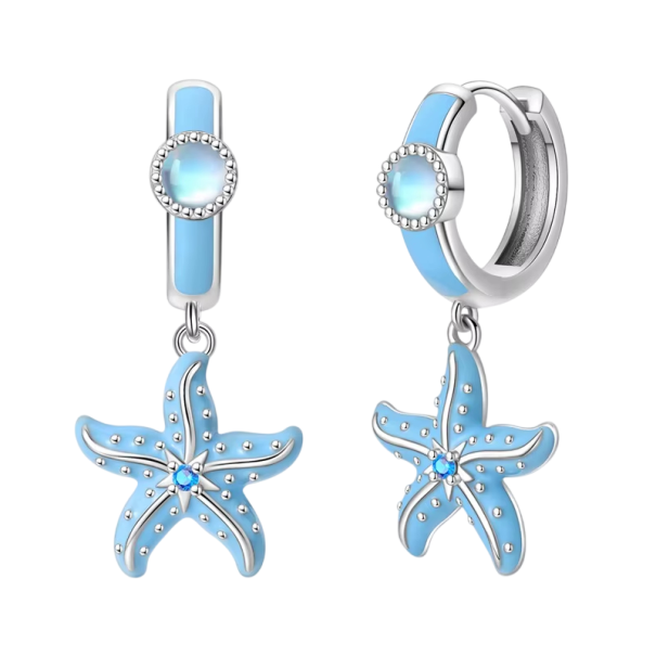 Brincos em forma de estrela-do-mar em prata esterlina 925 para mulheres Joias da moda presentes de aniversário estrela-do-mar símbolo de renovação, resistência e liderança 1