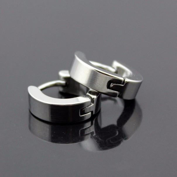 Brincos masculinos em forma de argola J1493 prateado