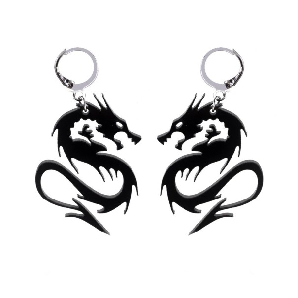 Brincos pendentes de dragão preto