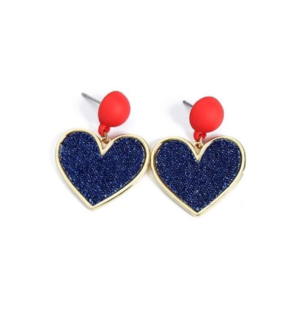 Brincos pendentes em forma de coração G1353 azul escuro