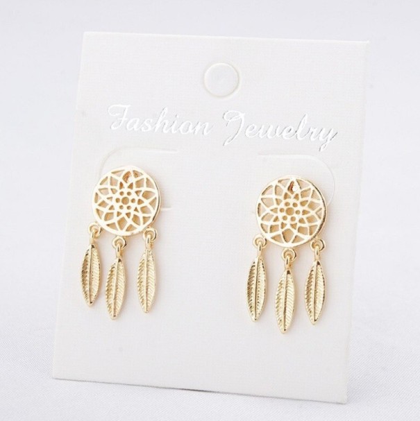 Brincos pendentes femininos apanhador de sonhos G966 dourado