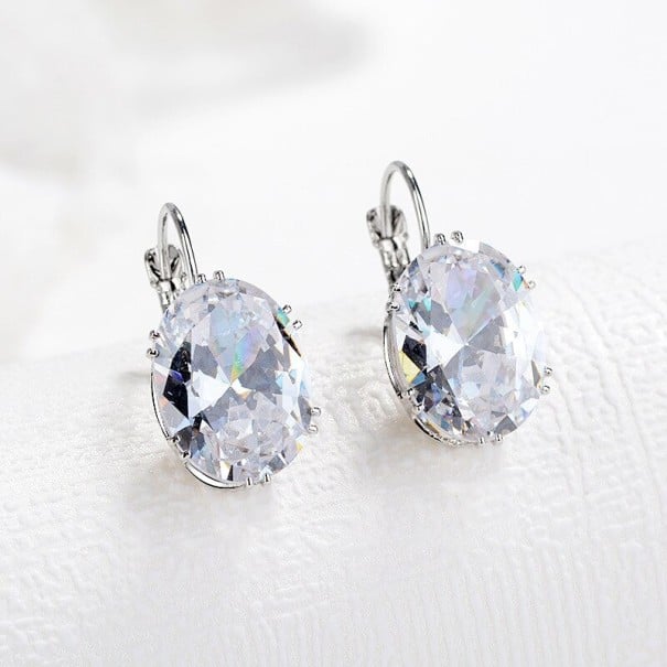 Brincos pendentes femininos com cristal G505 branco