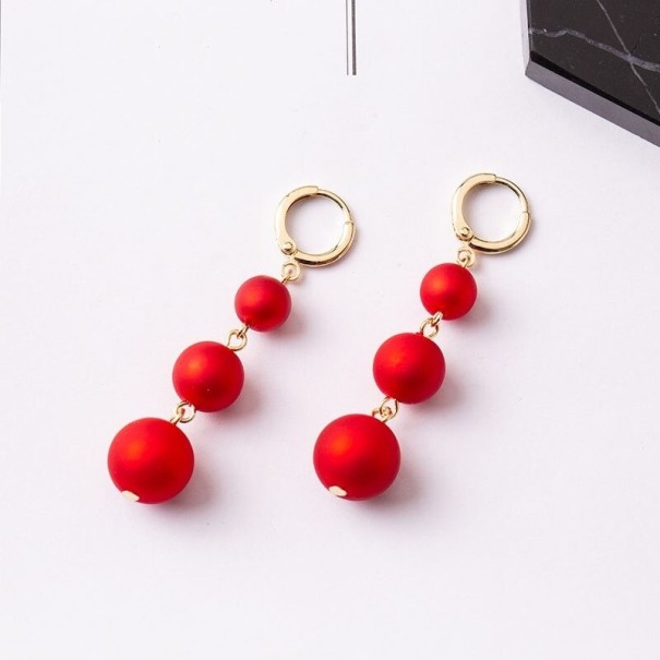 Brincos pendentes femininos com pérolas G1113 vermelho