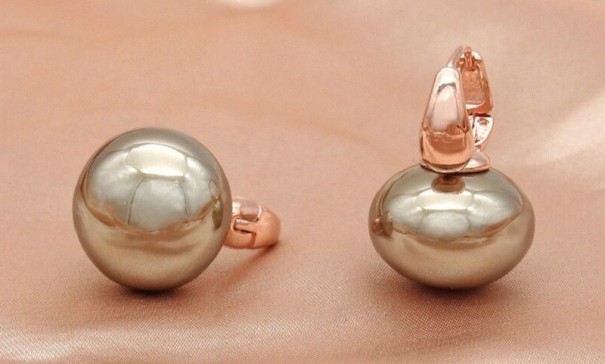 Brincos pendentes femininos com pérolas G312 rosa velho 1
