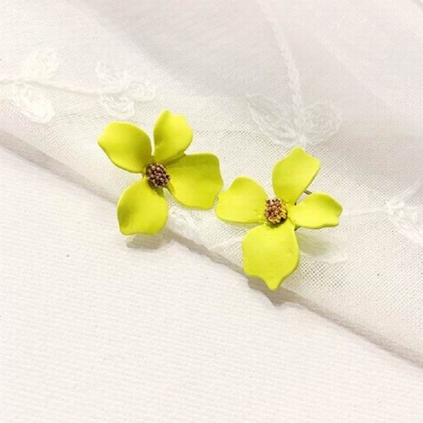 Brincos pendentes femininos flores G1004 amarelo