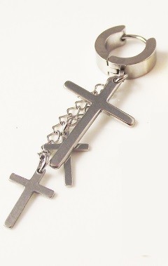 Brincos punk com cruzes J2248 prateado