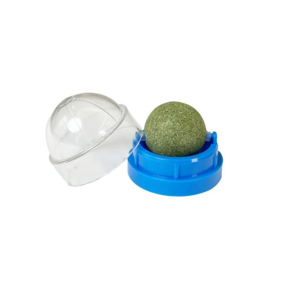 Brinquedo de gato auto-adesivo natural com bola rotativa de catnip Brinquedo de arranhar para gatos na parede ou no chão Diversão interativa azul