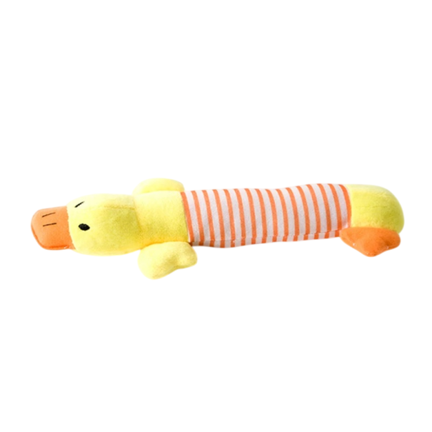 Brinquedo de peluche com apito para cães 25 cm Pato sem enchimento Brinquedo interativo resistente Brinquedo com apito e barulho para morder Brinquedo macio para cães 1
