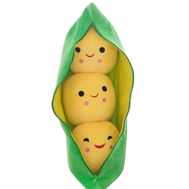 Brinquedo de peluche para crianças em forma de vagem de ervilha 25 cm Almofada com 3 ervilhas na vagem Ervilha fofinha para abraçar Decoração para o quarto Peluche para crianças amarelo