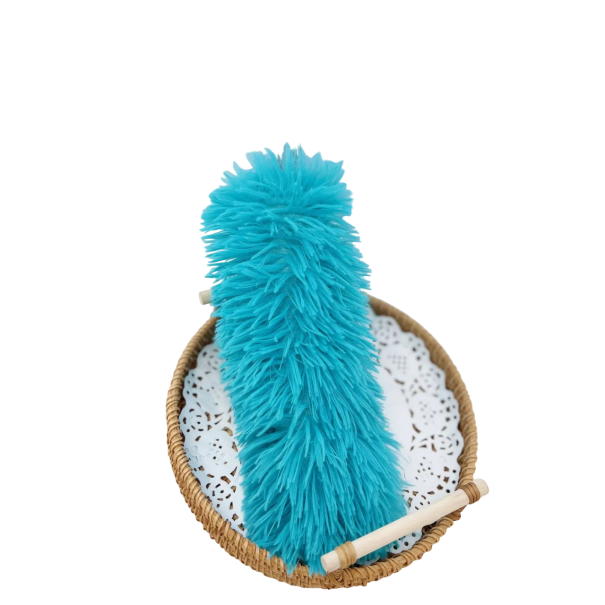 Brinquedo de pelúcia para gatos Almofada oval com pelo longo Pelúcia macia para gatos brincar, morder e aconchegar azul