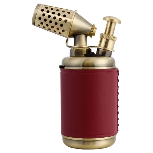 Briquet à gaz Flamme bleue Briquet rétro résistant au vent Verrouillage à une touche Briquet en alliage de zinc rouge