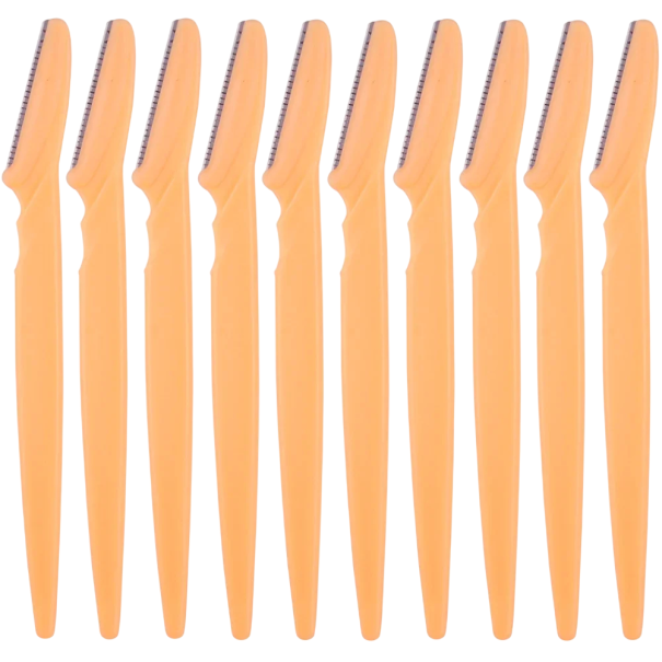 Břit na brwi 15 cm Zestaw 10 sztuk Przenośna maszynka do twarzy Delikatne precyzyjne golenie włosków Precyzyjne narzędzie kosmetyczne pomarańczowy