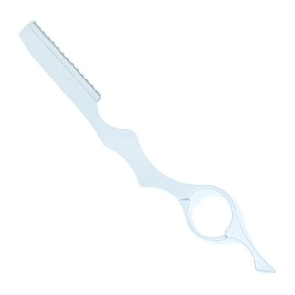 Břitva na prostříhání vlasů s výměnnou čepelí 17,5 cm hliníková ergonomická rukojeť pro kadeřnické stříhání vlasů bílá