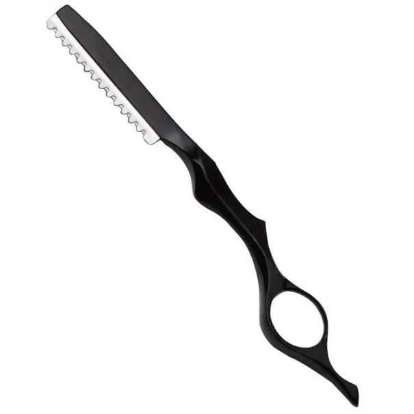 Břitva na prostříhání vlasů s výměnnou čepelí 17,5 cm hliníková ergonomická rukojeť pro kadeřnické stříhání vlasů černá