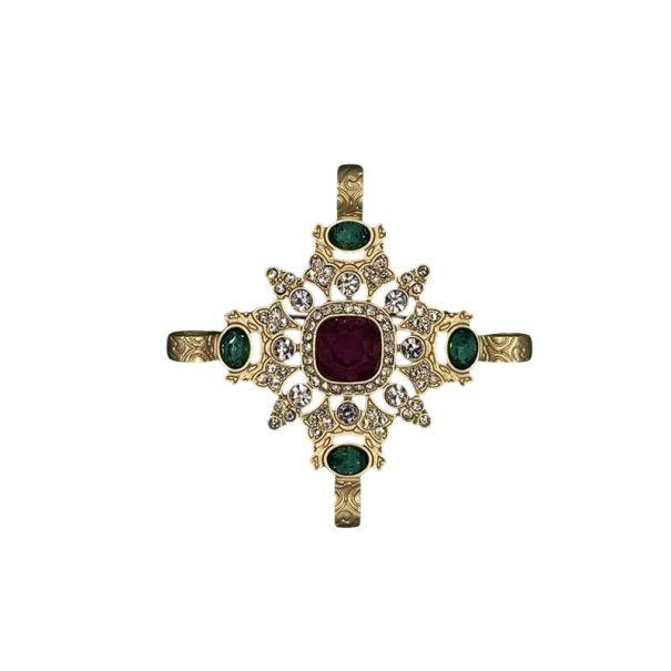 Broche baroque à la mode 5,7 x 5,7 cm Bijou décoratif doré en alliage de zinc Accessoire de style historique luxueux pour robes et vestes 2