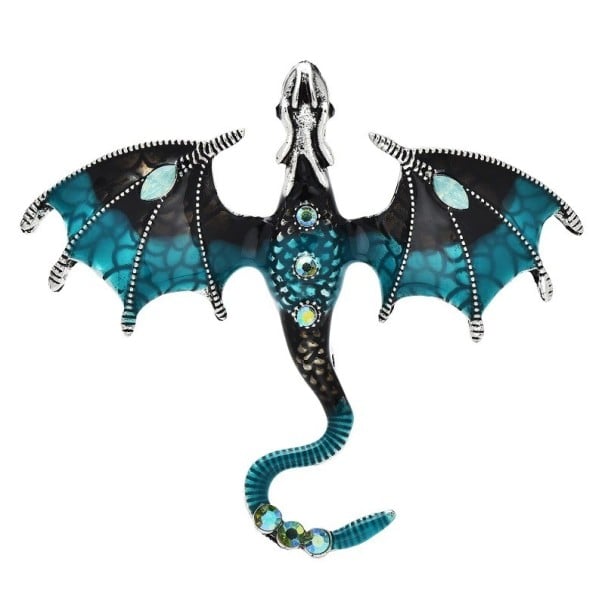 Broche de dragón adornado azul