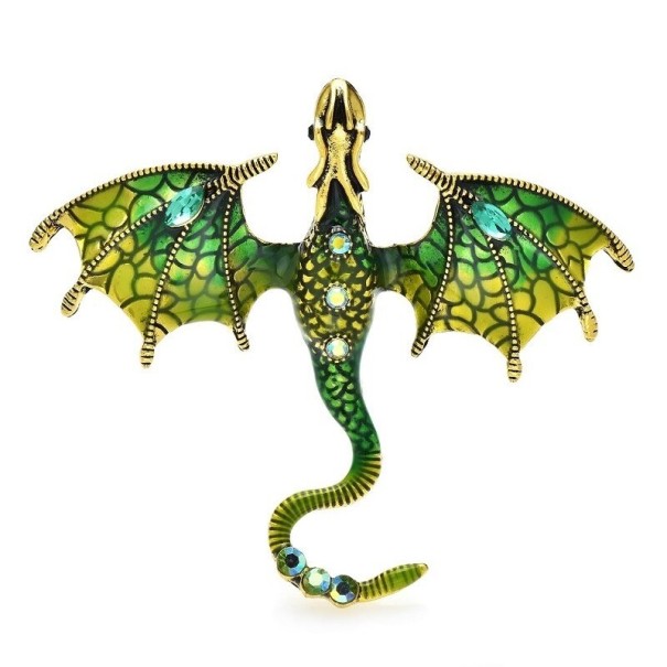Broche de dragón adornado verde