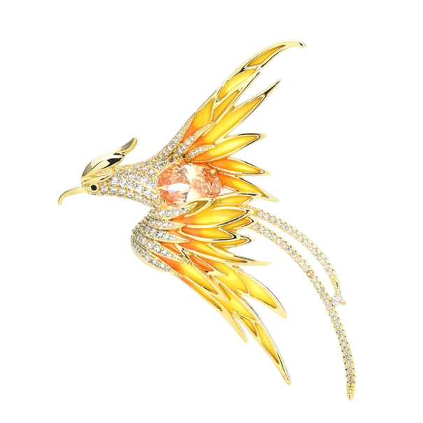 Broche de fénix amarillo