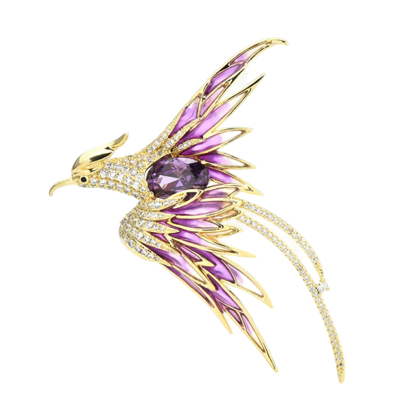 Broche de fénix morado