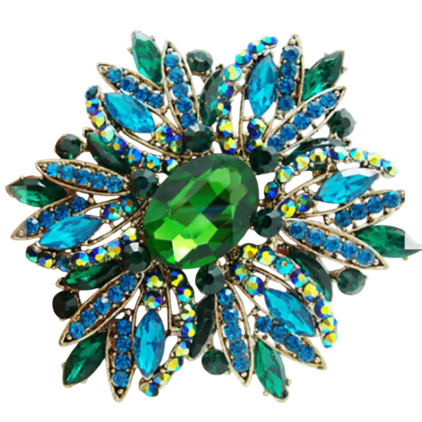 Broche de mode élégante 6,7 x 6,5 cm Forme étoilée Différentes couleurs Design frappant Alliage de zinc émeraude