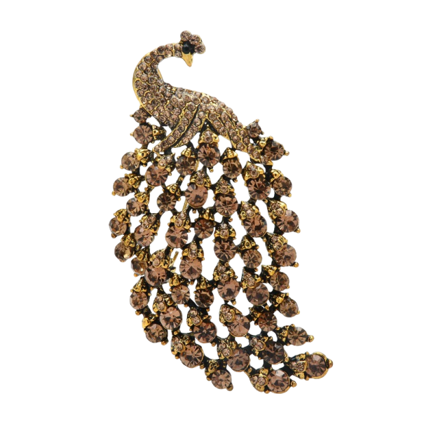 Broche de pavo real dorado